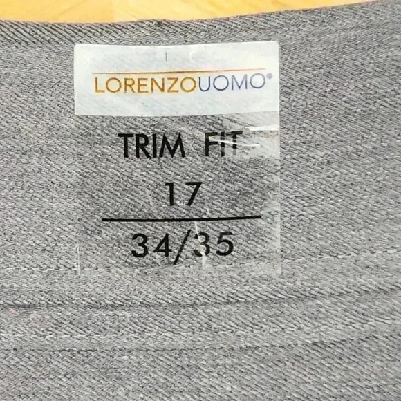 Lorenzo Uomo Trim Fit Mens Gray Dress Shirt Sz 17 Button Up Spread‎ Collar NWOT - Picture 12 of 16